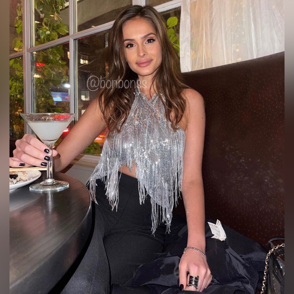Zara sequin wrap halter top